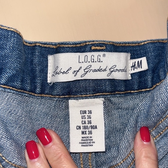 H&M LOGG Bermuda style Jean shorts size 36 button fly - Picture 2 of 6